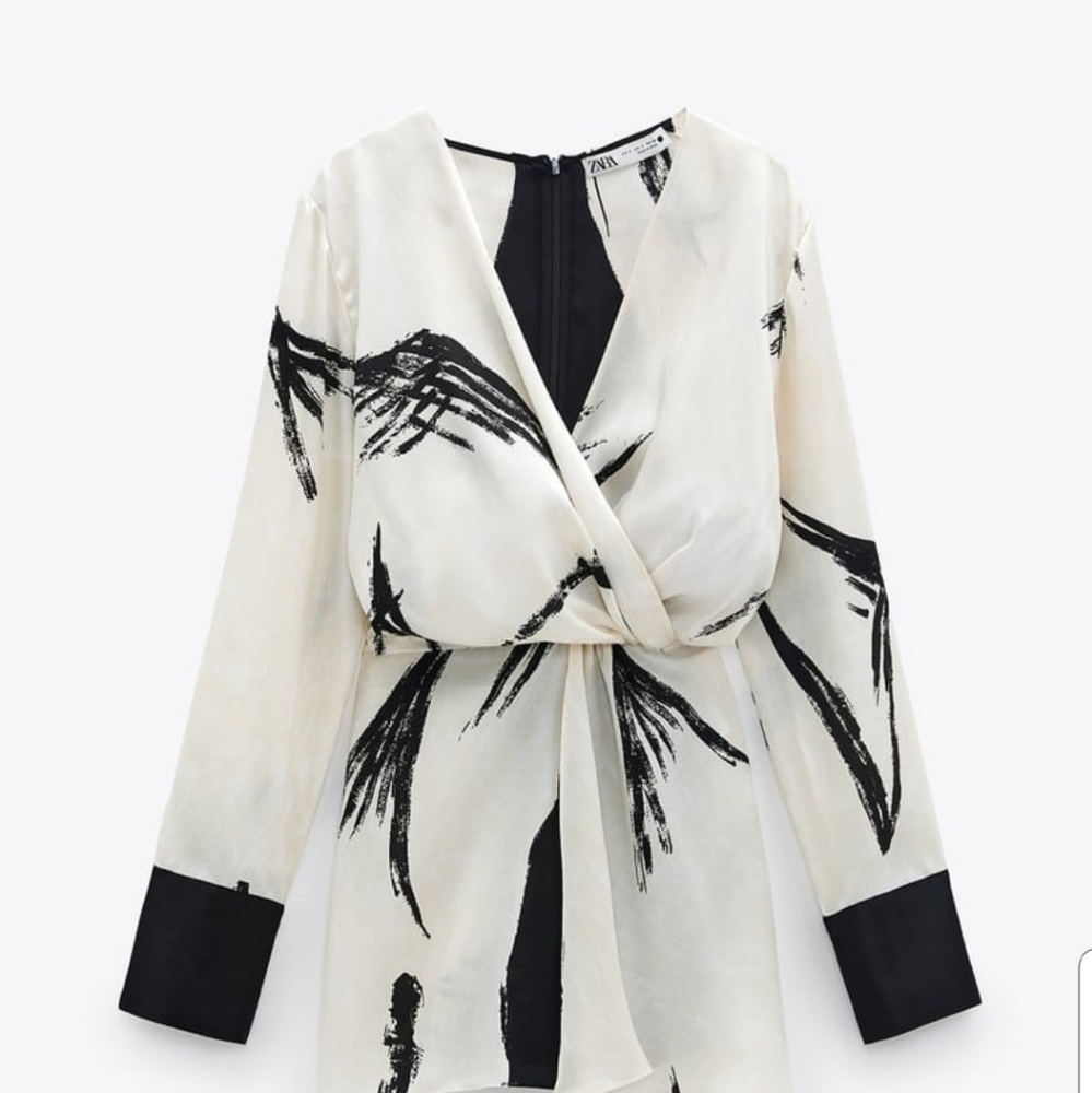 ZARA Printed Blouse with Knot - Picture 5 of 6